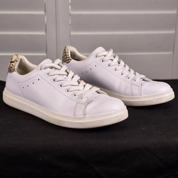 Tory Burch Womens Howell Court Sneaker Size 6.5 White Leather Snake Casual Shoe - Picture 2 of 14